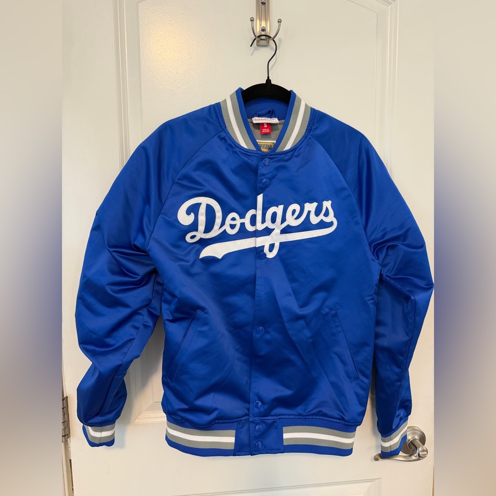 Dodgers M&N Men's Double Clutch Lightweight Satin Jacket Royal